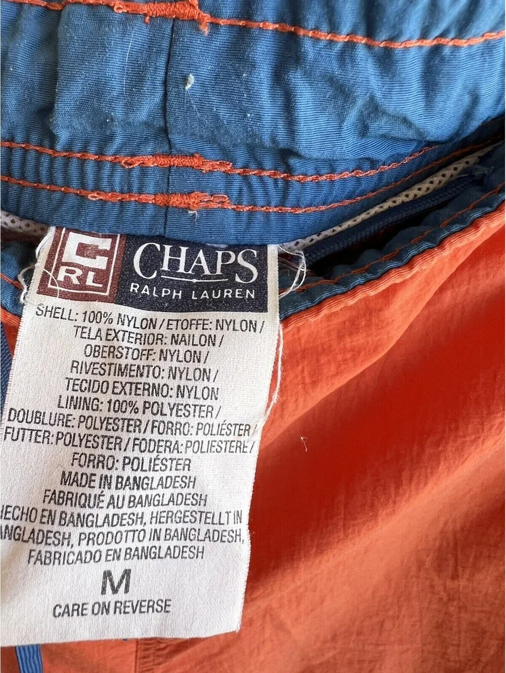 Chaps Ralph Lauren Men's Athletic Logo Swim Trunk Shorts Orange Size M